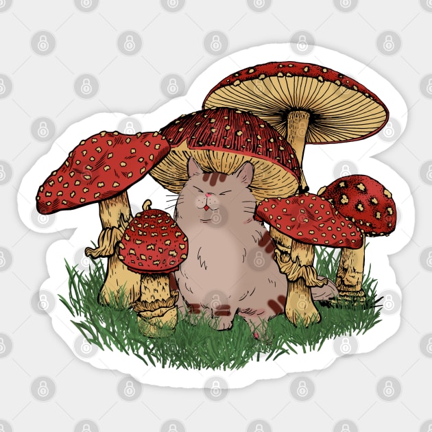 Kawaii Mushroom Cat Sticker by Sugoi Otaku Gifts
